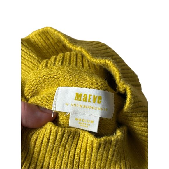 NEW Anthropologie Maeve Crystal Tunic Sweater size M Chartreuse Yellow - Picture 4 of 12